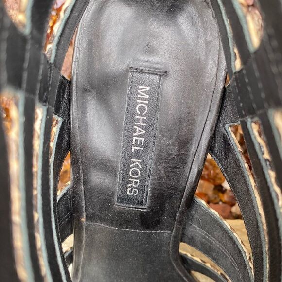 Michael Kors Brown Genuine Snakeskin Stiletto Heel Back Zip Sandles. Sz 37 VGUC! - Picture 8 of 8